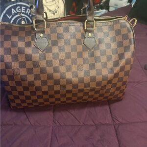 Elegant Checkered Brown Tote Bag